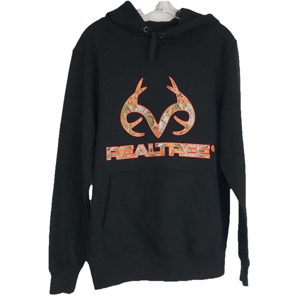 Real Tree Hoodie Sweatshirt‎ Mens Size Small Black Camo Long Sleeve